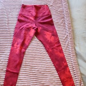 Glyder Red Leggings with Unique Swirling Pattern and Full Length Fit